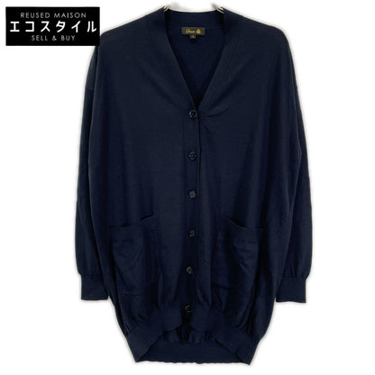 DRAWER 6515-106-0422 Navy silk-blend knit cardigan Top