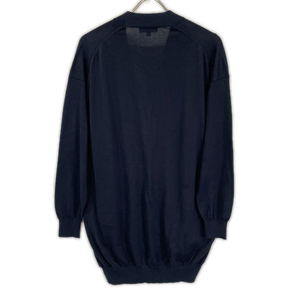 DRAWER 6515-106-0422 Navy silk-blend knit cardigan Top