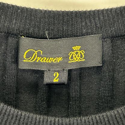 DRAWER ドゥロワー 6518-299-0329 ブラック カシミヤシルク混 18G リブ クルーネックニット トップス