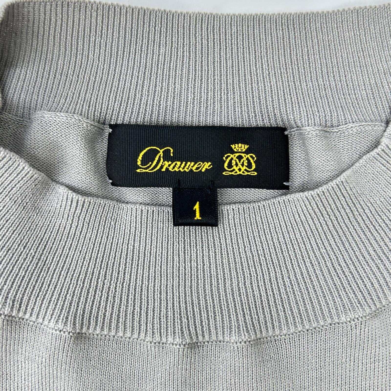 DRAWER ドゥロワー 6518-199-0456 グレー コットン100 8G天竺レイヤーショートスリーブニット トップス