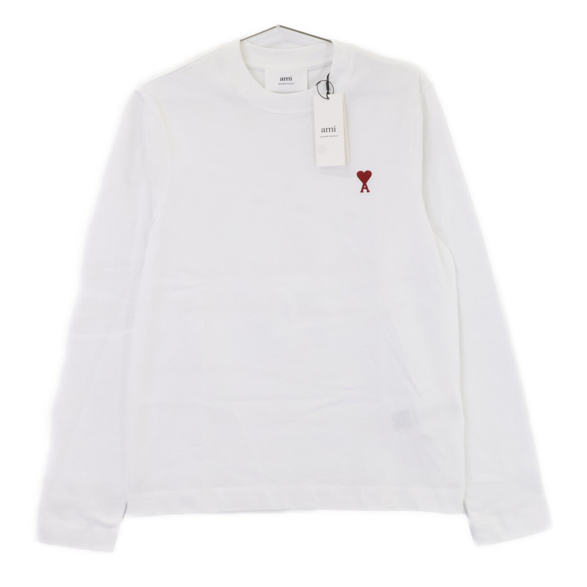 AMI PARIS アミパリス UTS205.726 25AW ホワイト ユニセックス ハートロゴ刺しゅう長袖カットソー トップス