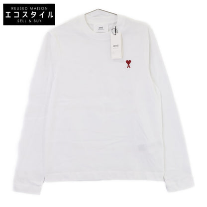AMI PARIS アミパリス UTS205.726 25AW ホワイト ユニセックス ハートロゴ刺しゅう長袖カットソー トップス