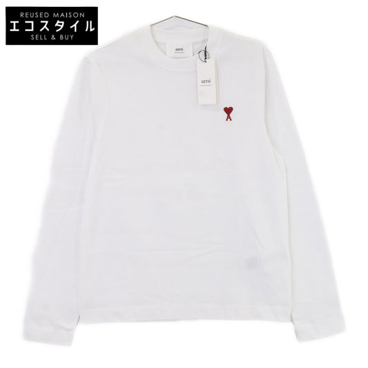 AMI PARIS アミパリス UTS205.726 25AW ホワイト ユニセックス ハートロゴ刺しゅう長袖カットソー トップス