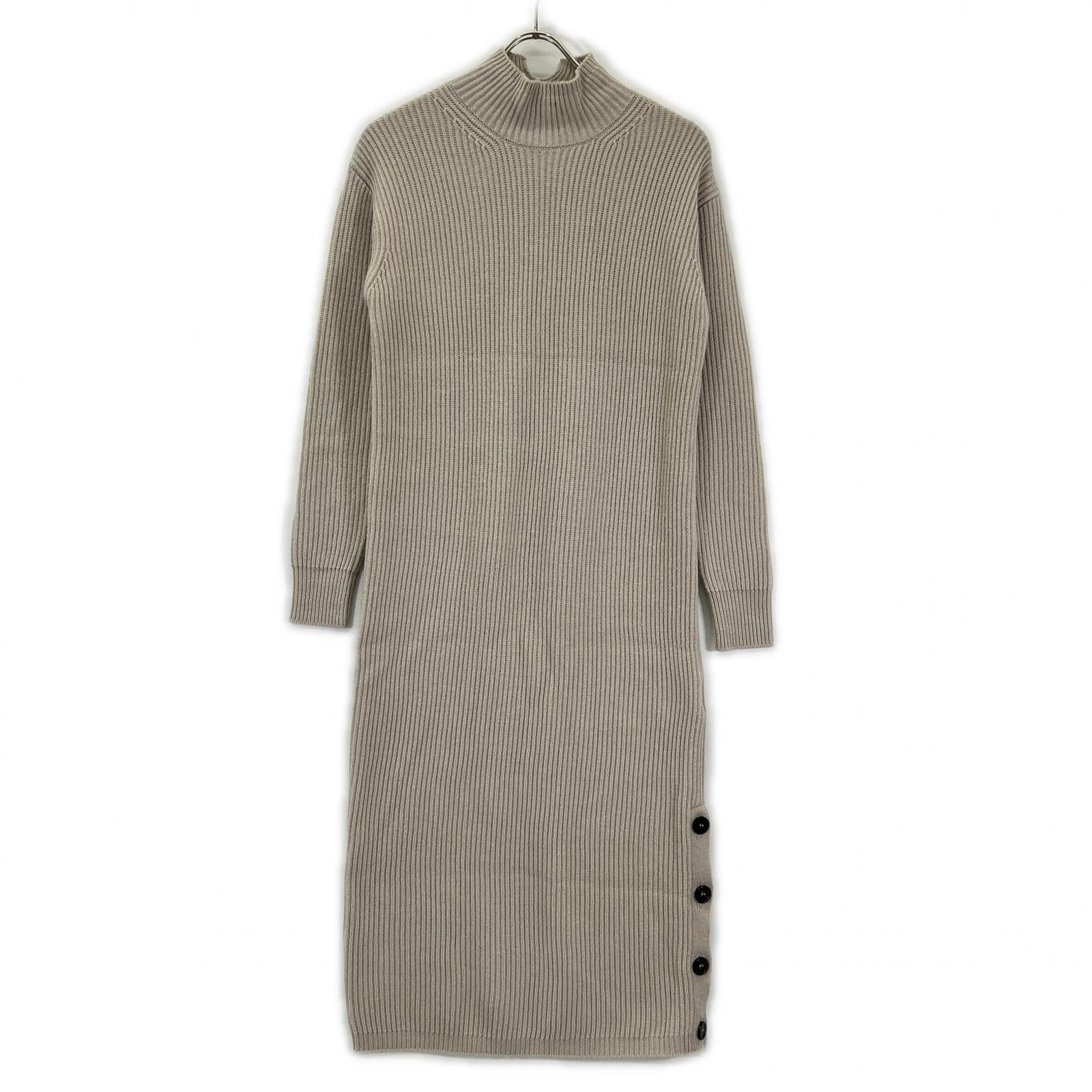 S MaxMara エスマックスマーラ 2429326033 ベージュ ウールカシミヤ モックネックニットワンピース ワンピース