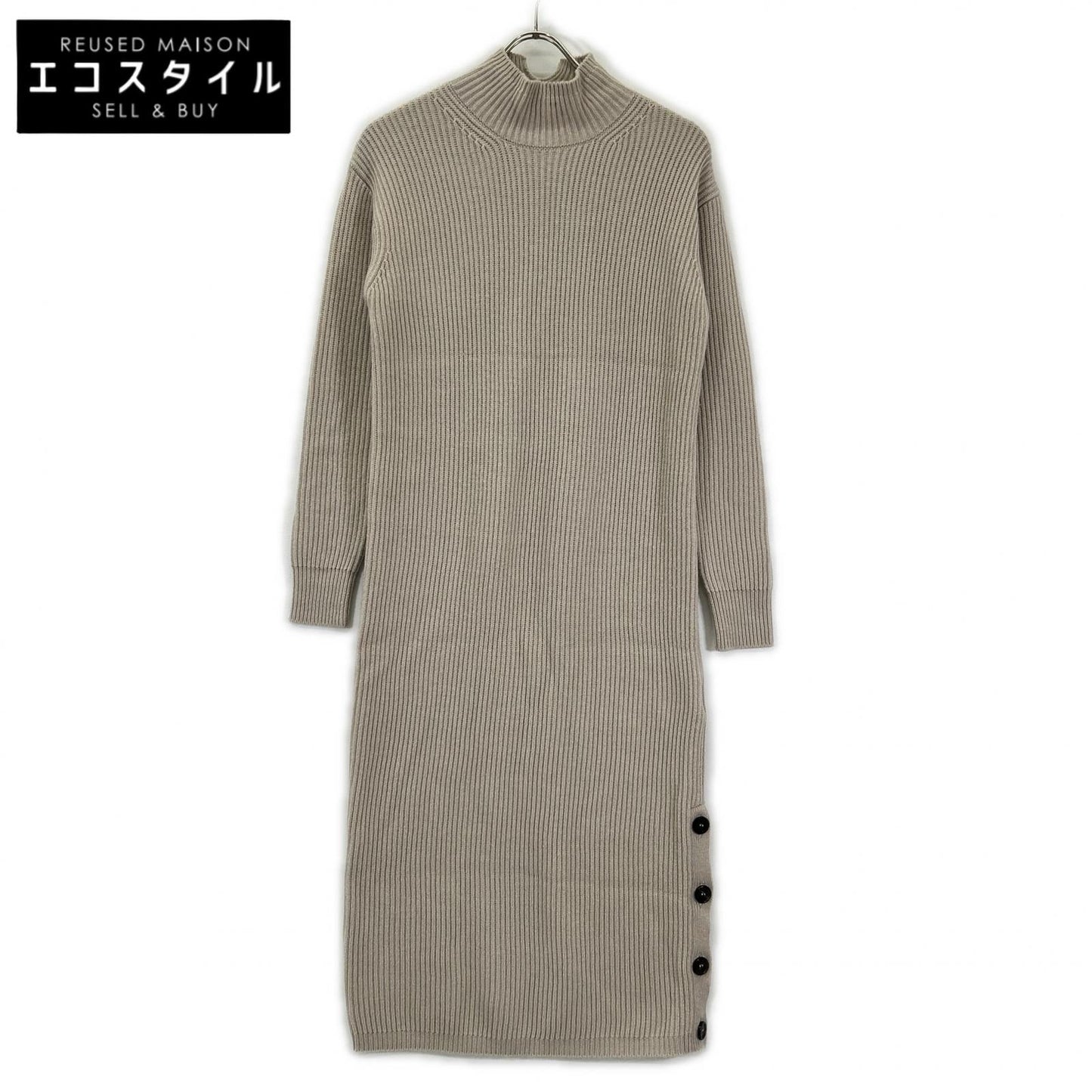 S MaxMara エスマックスマーラ 2429326033 ベージュ ウールカシミヤ モックネックニットワンピース ワンピース
