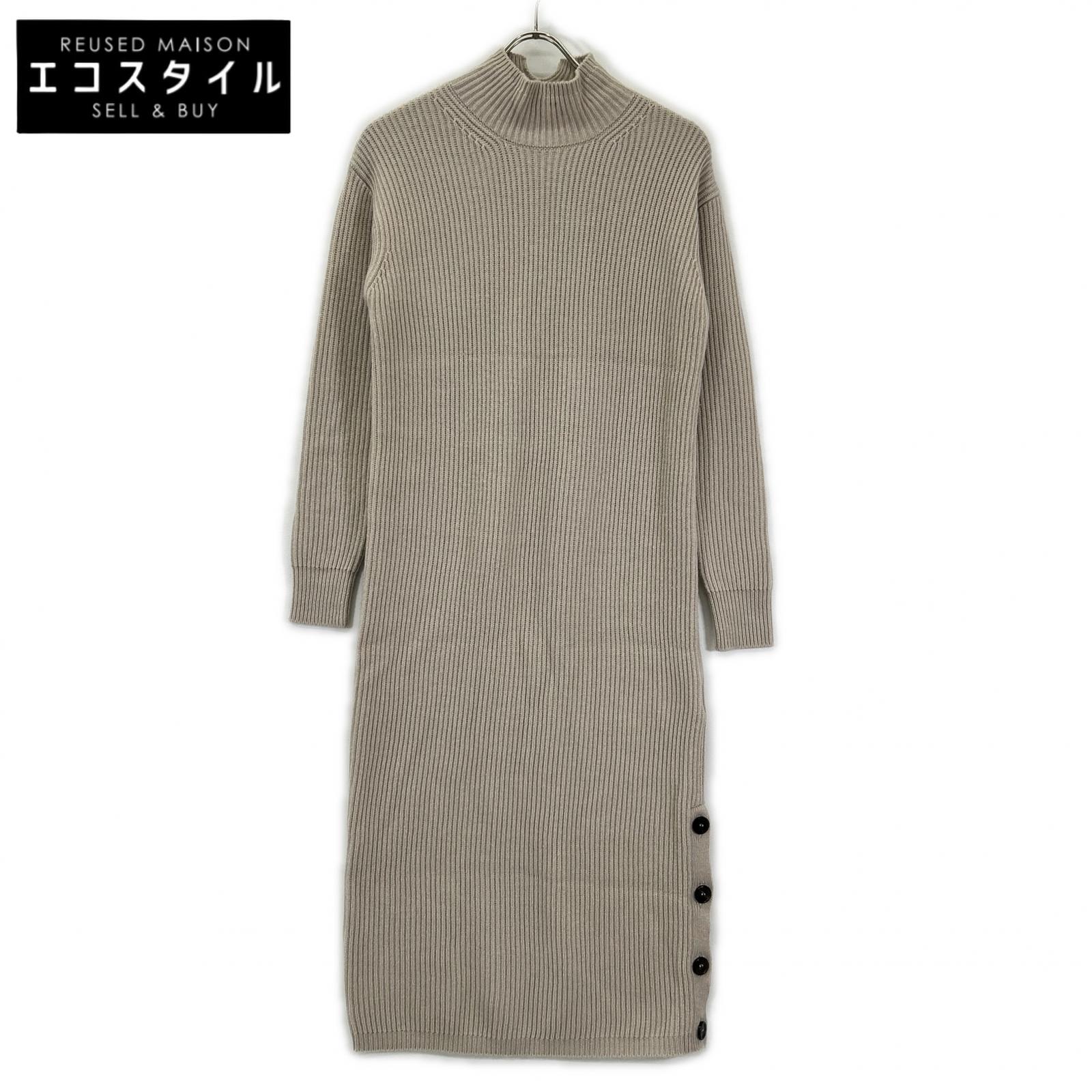 S MaxMara エスマックスマーラ 2429326033 ベージュ ウールカシミヤ モックネックニットワンピース ワンピース