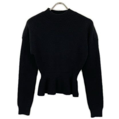 Chloe クロエ ブラック ウール100 ペプラムクルーネックニット トップス