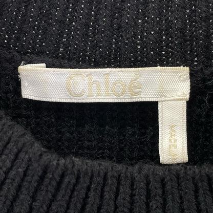 Chloe クロエ ブラック ウール100 ペプラムクルーネックニット トップス