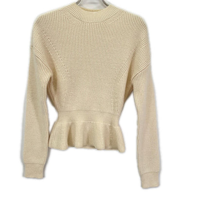 Chloe クロエ ホワイト ウール100 ペプラムクルーネックニット トップス