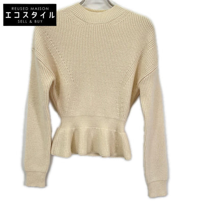 Chloe クロエ ホワイト ウール100 ペプラムクルーネックニット トップス