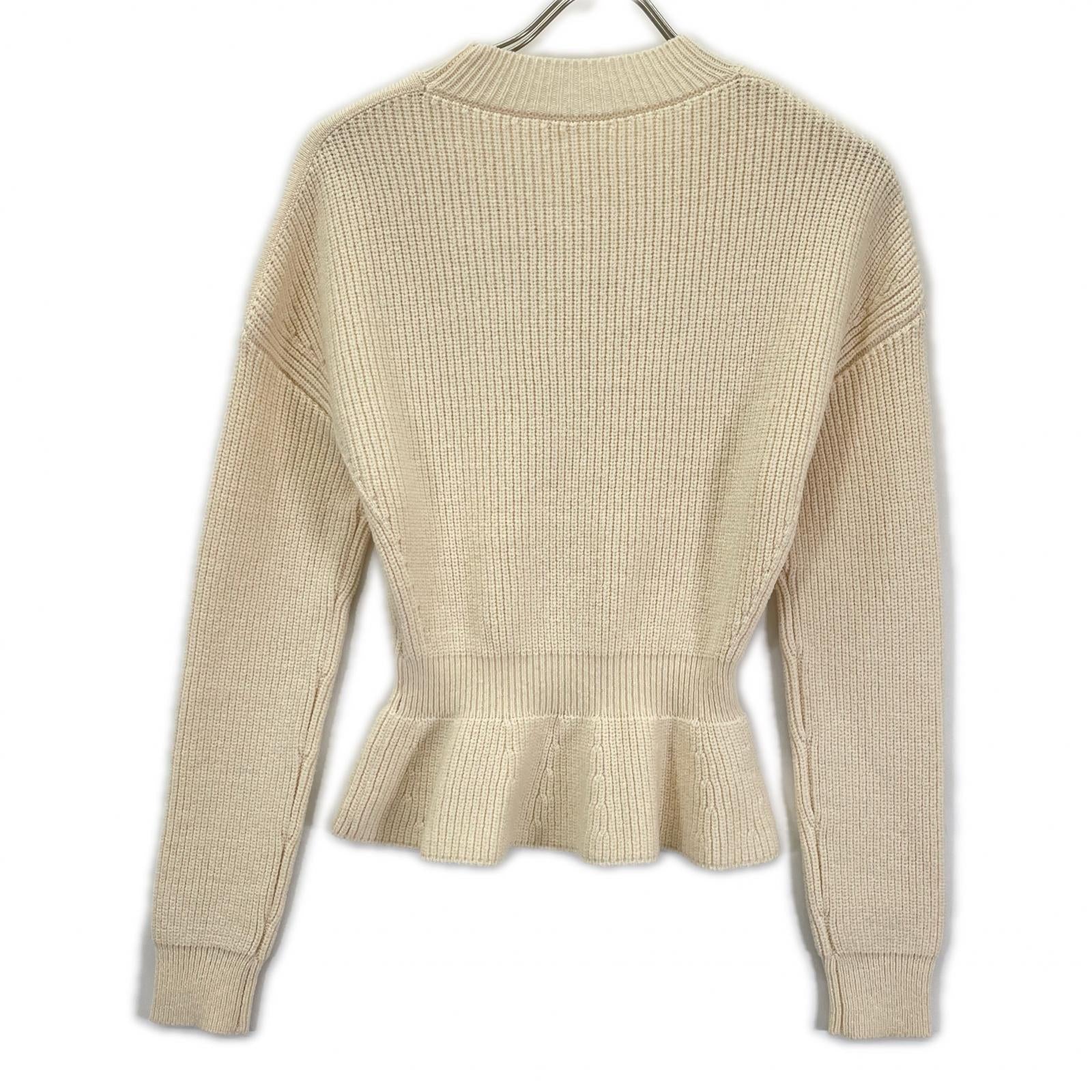 Chloe クロエ ホワイト ウール100 ペプラムクルーネックニット トップス