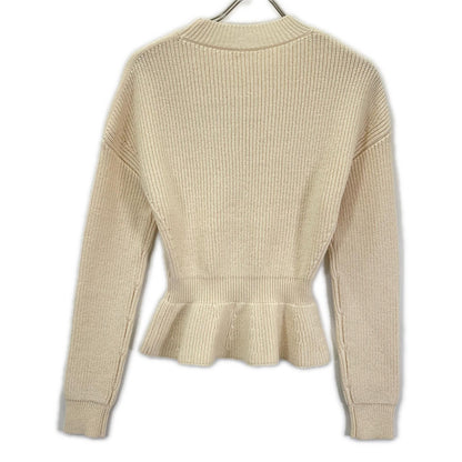 Chloe クロエ ホワイト ウール100 ペプラムクルーネックニット トップス