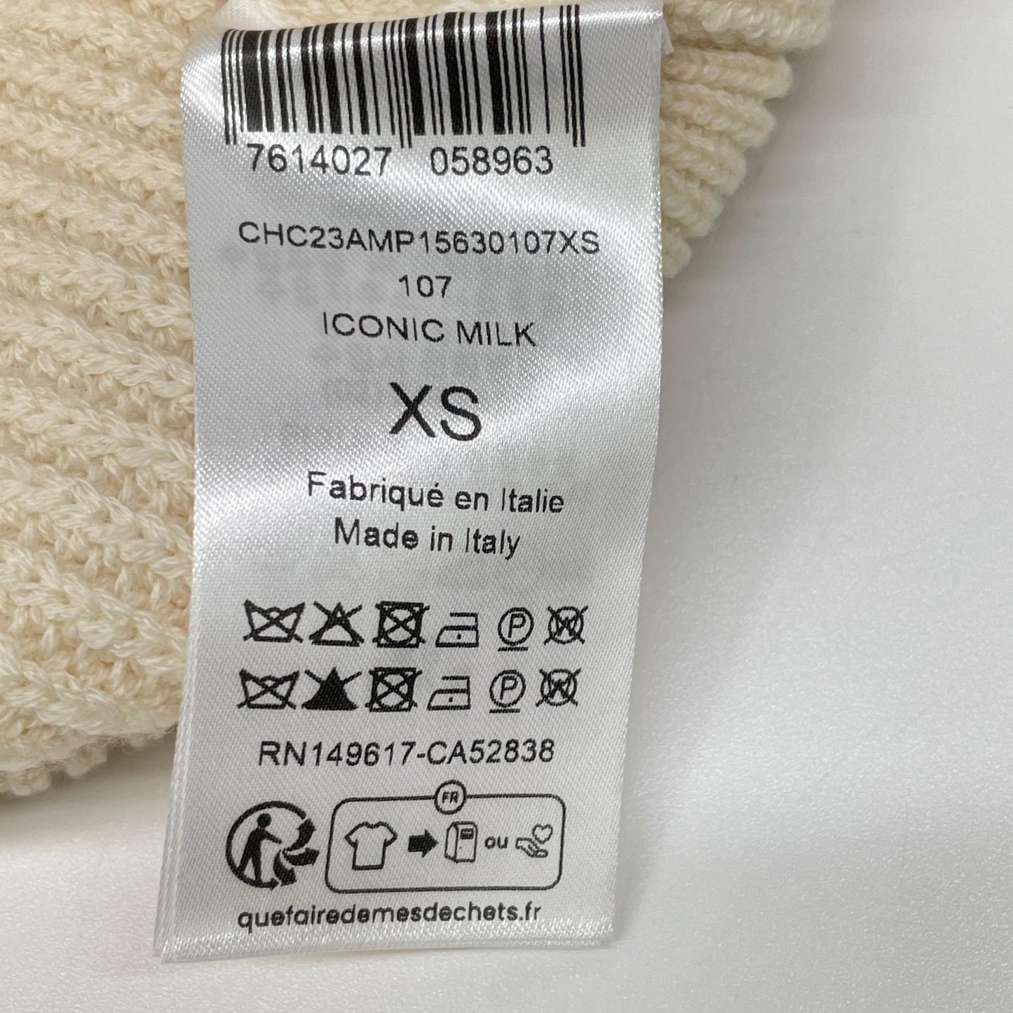 Chloe クロエ ホワイト ウール100 ペプラムクルーネックニット トップス