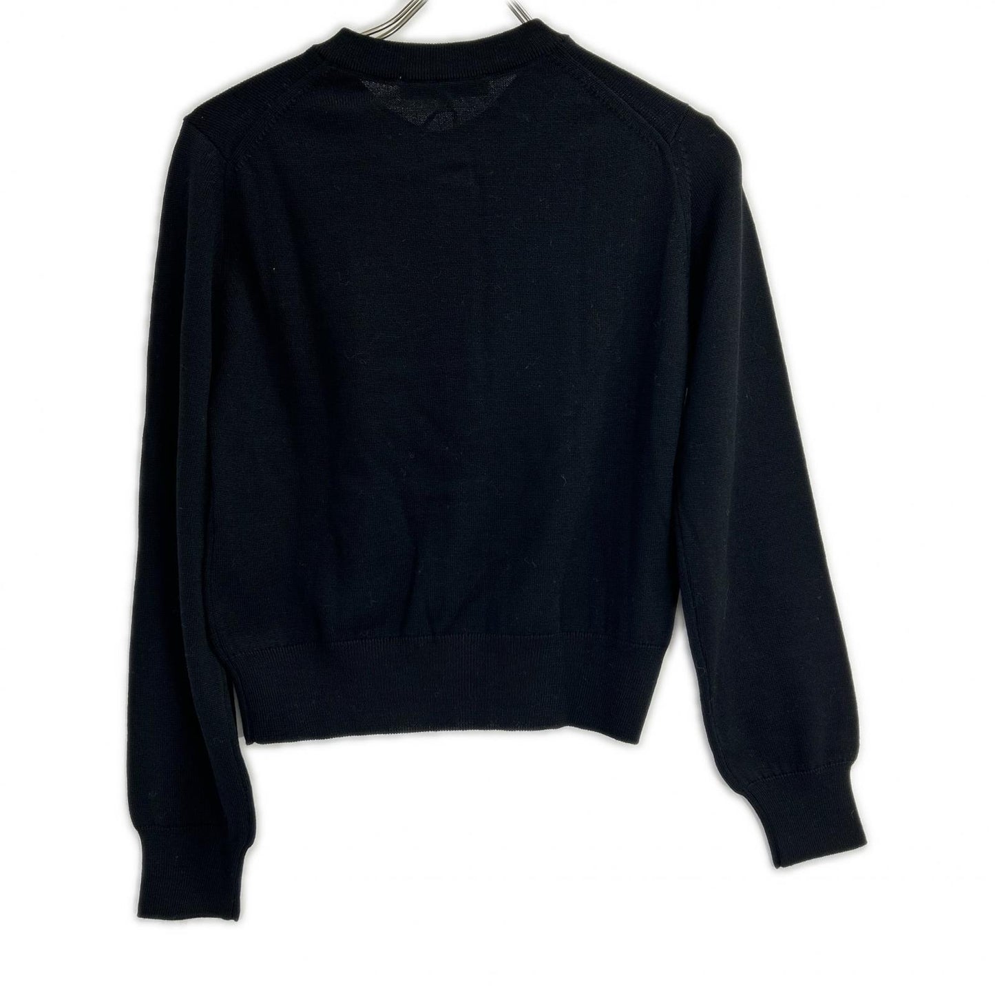 MAISON KITSUNE メゾンキツネ MW00508KT1036 24AW ブラック ウール100 フォックスヘッド刺繍パッチニットカーディガン トップス