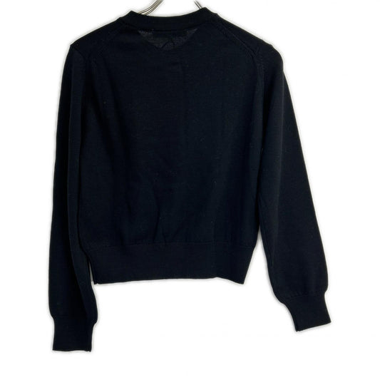 MAISON KITSUNE メゾンキツネ MW00508KT1036 24AW ブラック ウール100 フォックスヘッド刺繍パッチニットカーディガン トップス