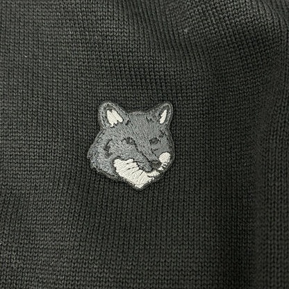 MAISON KITSUNE メゾンキツネ MW00508KT1036 24AW ブラック ウール100 フォックスヘッド刺繍パッチニットカーディガン トップス