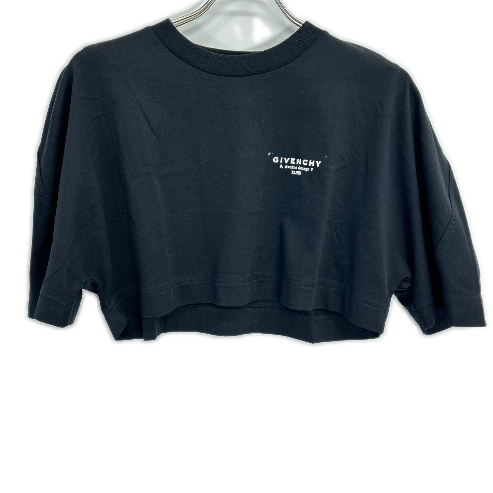 GIVENCHY ジバンシー BW70FKP75N 25AW ブラック クロップドロゴプリントTシャツ トップス