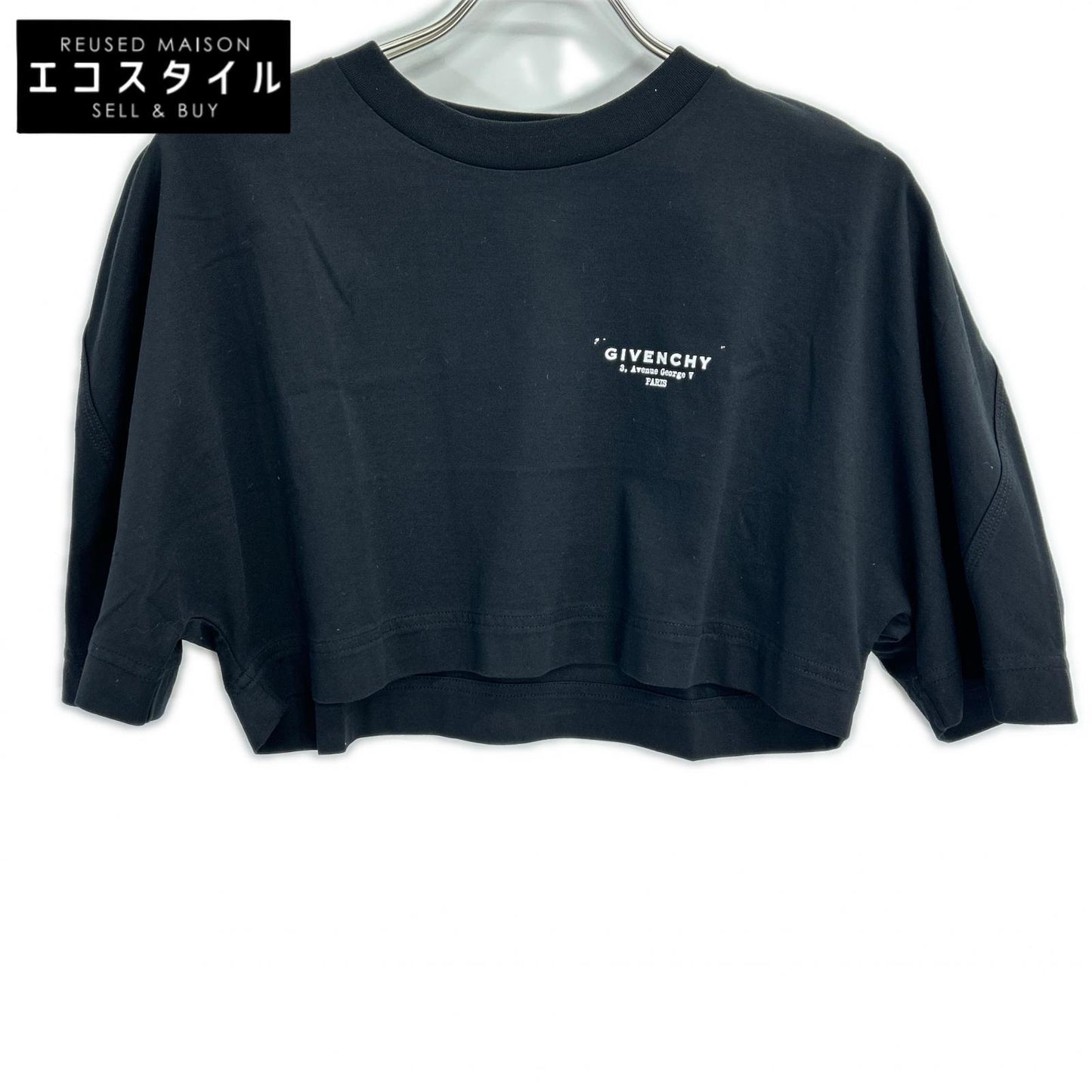 GIVENCHY ジバンシー BW70FKP75N 25AW ブラック クロップドロゴプリントTシャツ トップス