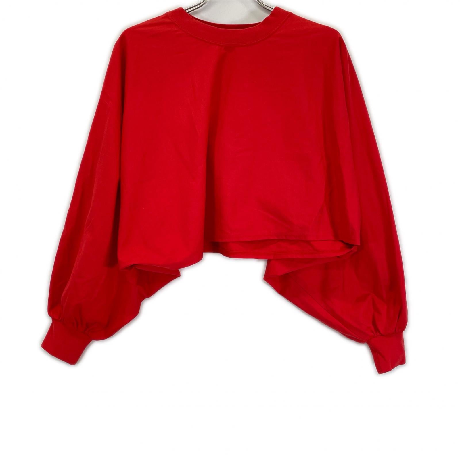 HYKE ハイク 12365-2401 レッド クロップドロングスリーブカットソー トップス