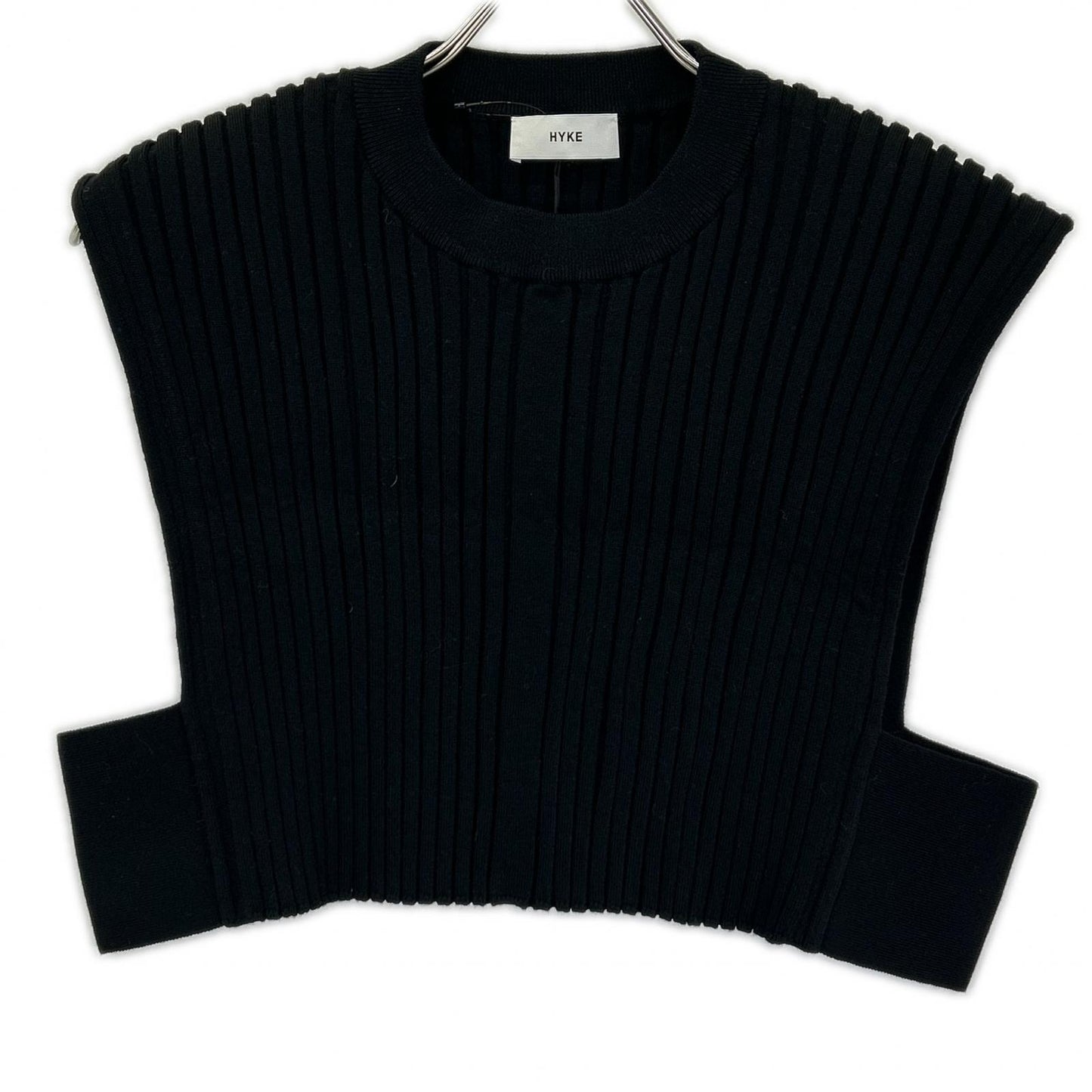 HYKE ハイク 232-11338 23AW ブラック WIDE RIBBED CROPPED VEST リブクロップドニットベスト ベスト
