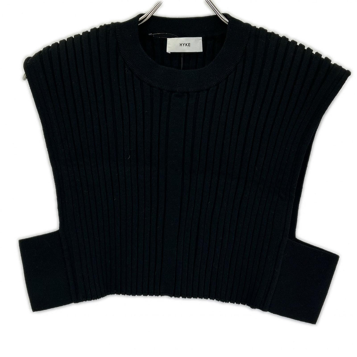 HYKE ハイク 232-11338 23AW ブラック WIDE RIBBED CROPPED VEST リブクロップドニットベスト ベスト