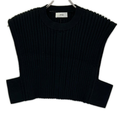 HYKE ハイク 232-11338 23AW ブラック WIDE RIBBED CROPPED VEST リブクロップドニットベスト ベスト