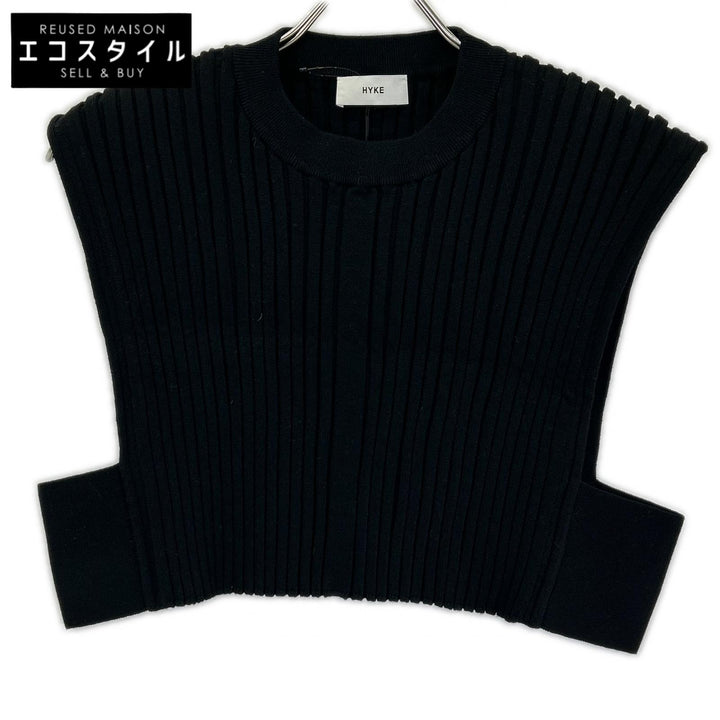 HYKE ハイク 232-11338 23AW ブラック WIDE RIBBED CROPPED VEST リブクロップドニットベスト ベスト