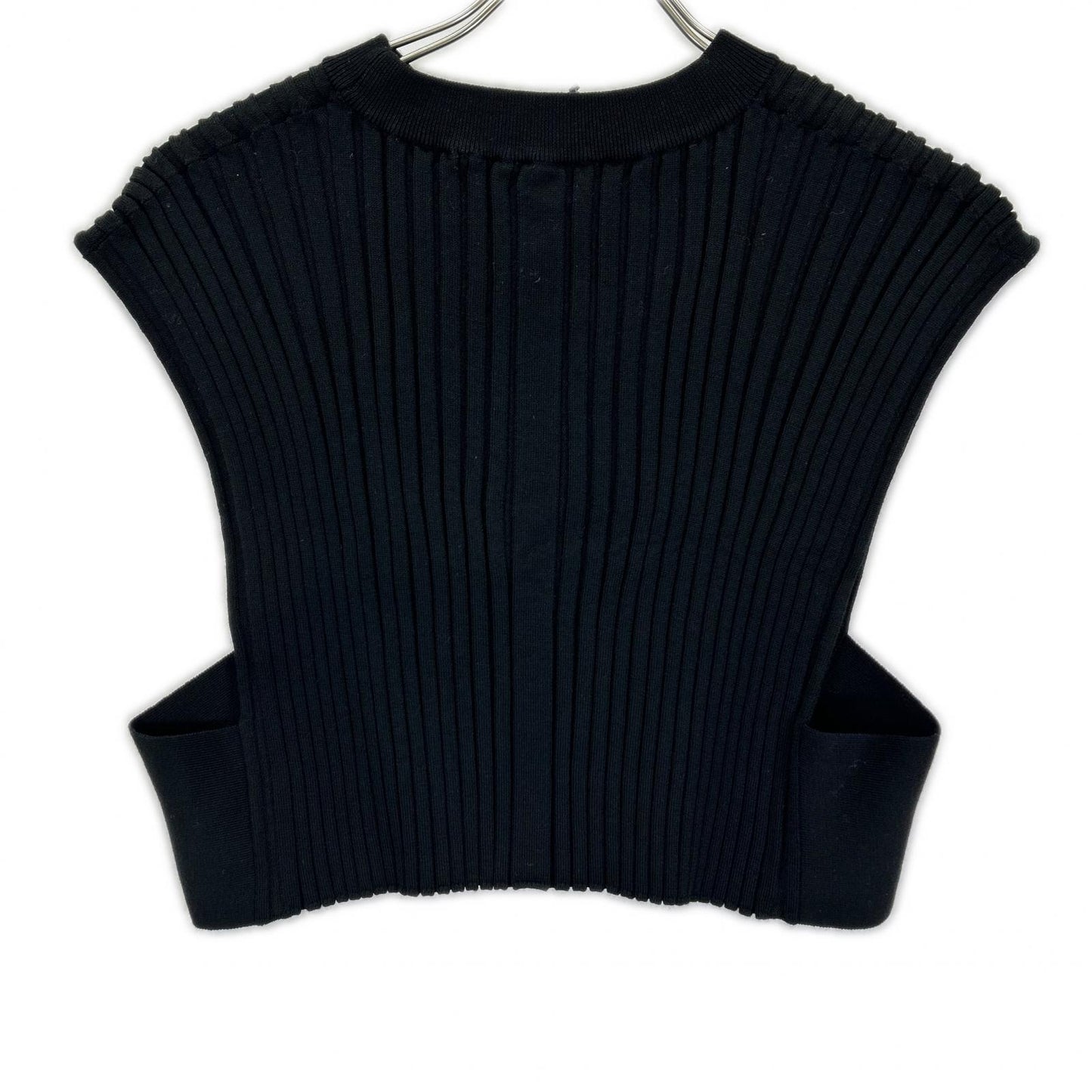 HYKE ハイク 232-11338 23AW ブラック WIDE RIBBED CROPPED VEST リブクロップドニットベスト ベスト