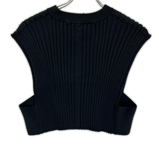 HYKE Hyke 232-11338 23AW Black WIDE RIBBED CROPPED VEST Ribbed Cropped Knit Vest Vest