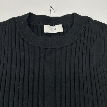 HYKE ハイク 232-11338 23AW ブラック WIDE RIBBED CROPPED VEST リブクロップドニットベスト ベスト