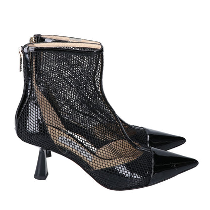 JIMMY CHOO ジミーチュウ 【美品】Kix 65 メッシュ/パテント アンクルブーツ シューズ