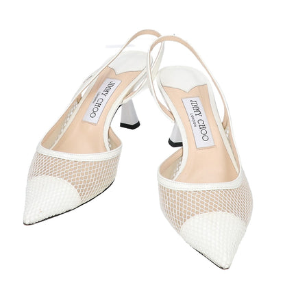 JIMMY CHOO ジミーチュウ Amita 45 メッシュ x パテントレザー スリングパック ヒールパンプス シューズ