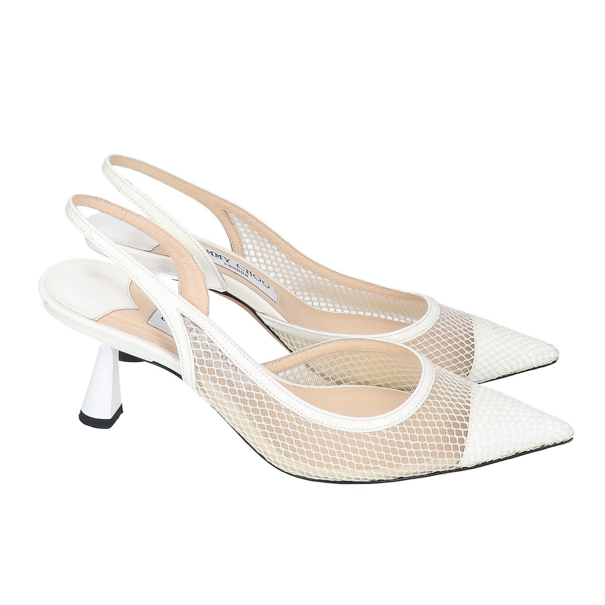 JIMMY CHOO ジミーチュウ Amita 45 メッシュ x パテントレザー スリングパック ヒールパンプス シューズ