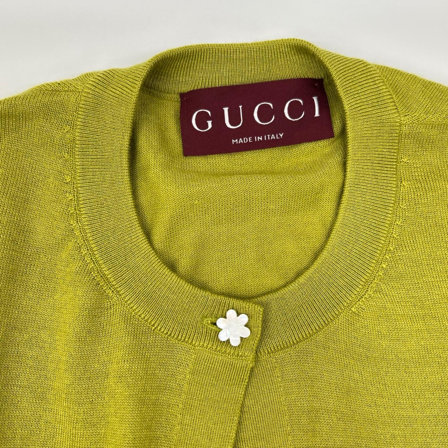 GUCCI グッチ グリーン カシミヤシルク GGフラワーボタンカーディガン トップス