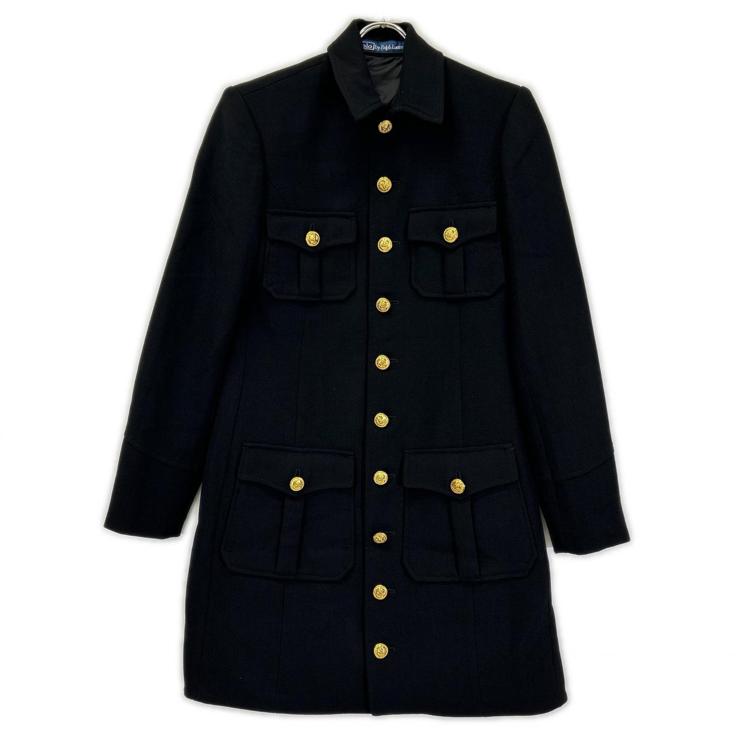 POLObyRalphLauren ポロラルフローレン ブラック ウール100 金ボタンロングコート ジャケット