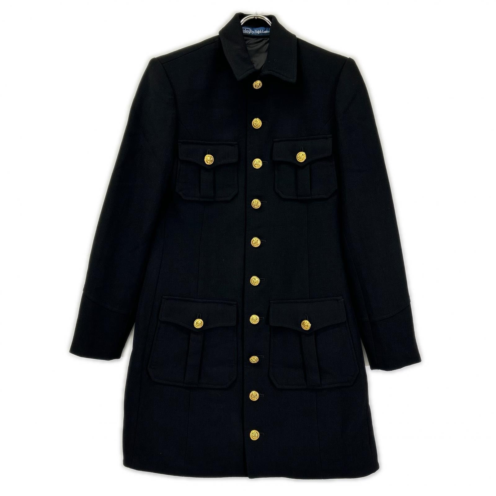 POLObyRalphLauren ポロラルフローレン ブラック ウール100 金ボタンロングコート ジャケット
