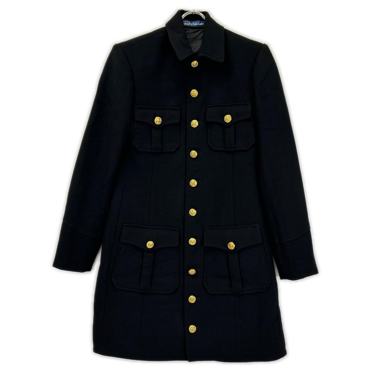 POLObyRalphLauren ポロラルフローレン ブラック ウール100 金ボタンロングコート ジャケット