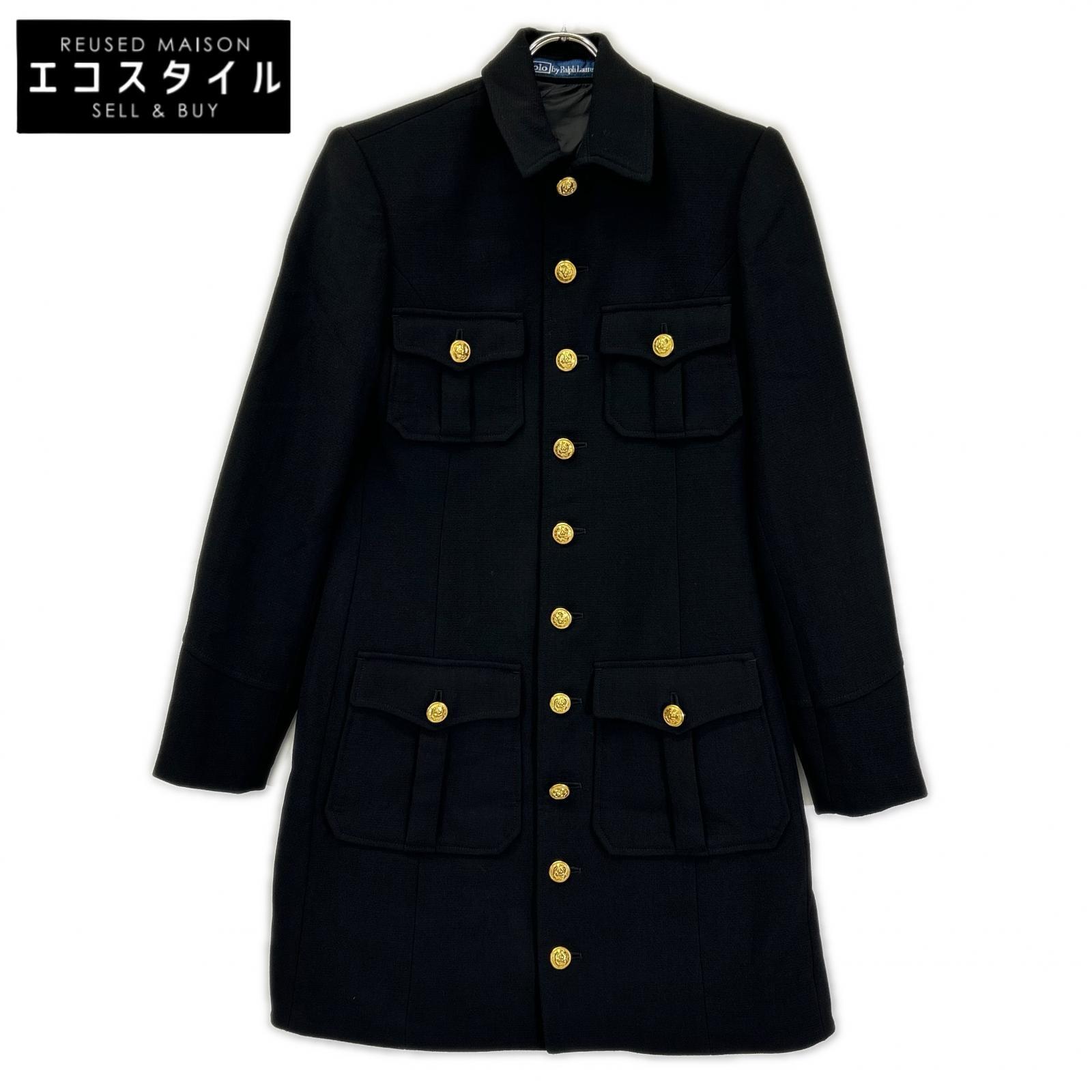 POLObyRalphLauren ポロラルフローレン ブラック ウール100 金ボタンロングコート ジャケット