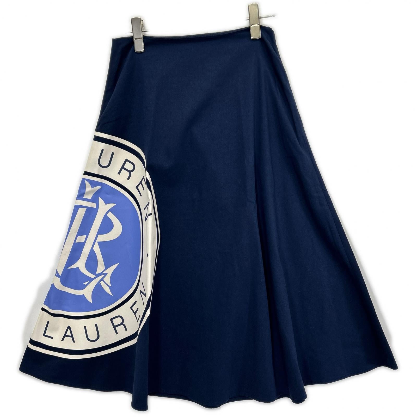 LAUREN RALPH LAUREN ローレン ラルフローレン ブルー RLロゴプリントAラインスカート スカート