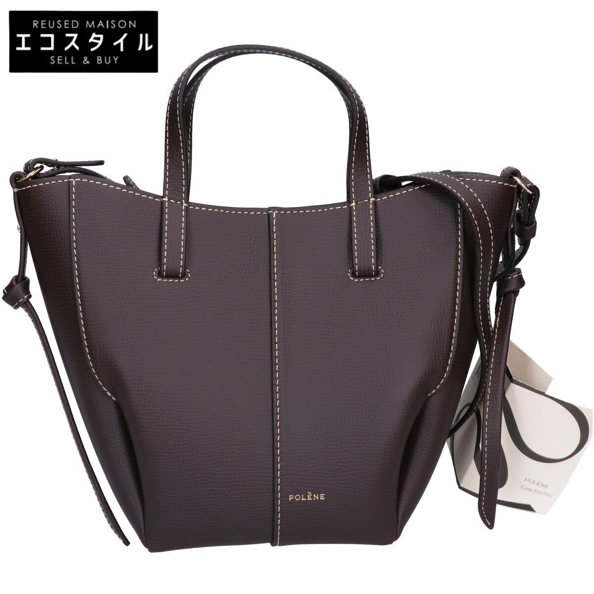 POLENE ポレーヌ 【新品同様】EBENE エボニー Cyme Tote Nano sim 2WAYショルダー ハンドバッグ