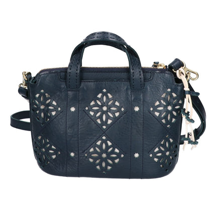 genten ゲンテン 【美品】44850 Argyle Cutwork アーガイルカットワーク 2WAYショルダー ハンドバッグ