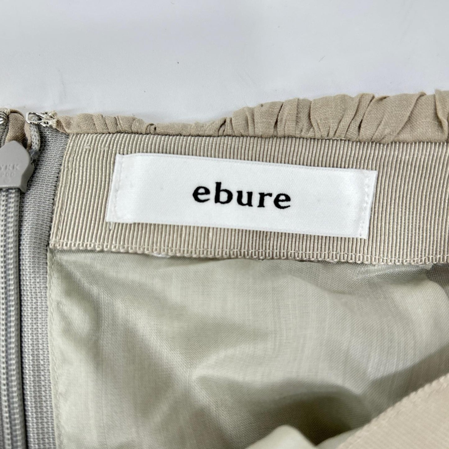 ebure エブール ベージュ リネン バックジップ フレアスカート スカート