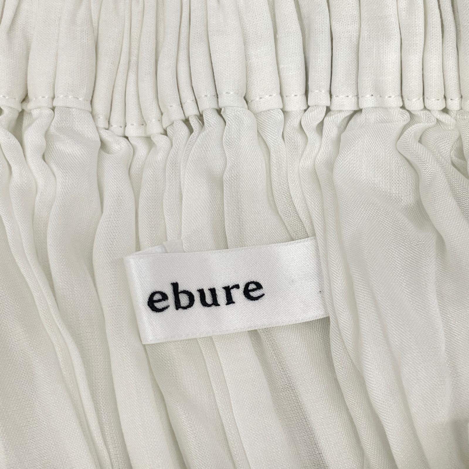 ebure エブール ホワイト コットン×リネン ウエストゴム フレアスカート スカート