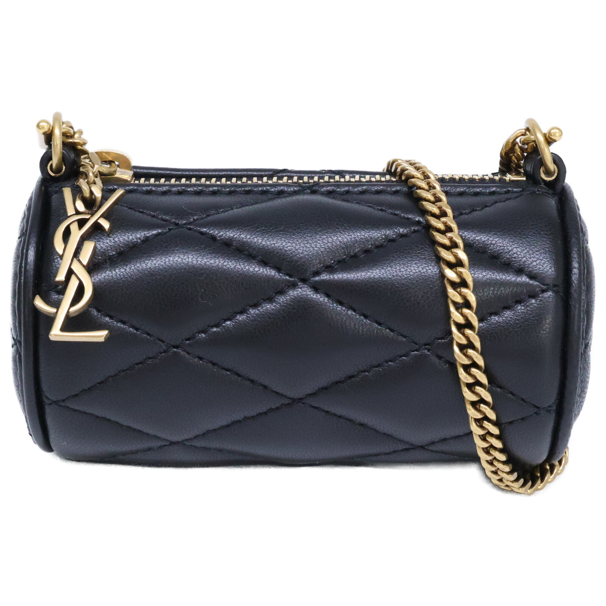 SAINT LAURENT PARIS サンローランパリ 新品同様 796296 ラムスキン サドマイクロ チューブチェーン ショルダーバッグ