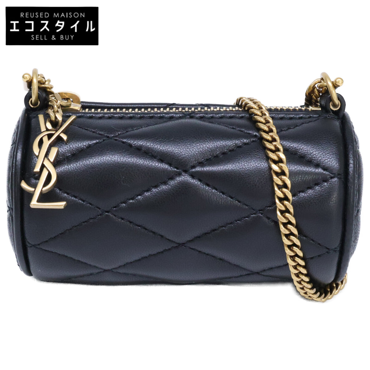 SAINT LAURENT PARIS サンローランパリ 新品同様 796296 ラムスキン サドマイクロ チューブチェーン ショルダーバッグ