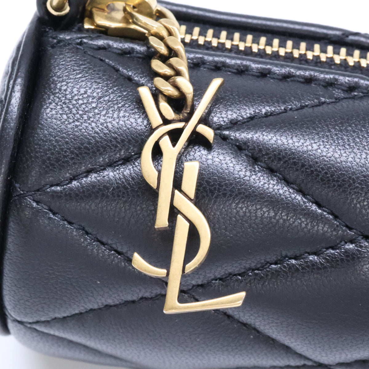 SAINT LAURENT PARIS サンローランパリ 新品同様 796296 ラムスキン サドマイクロ チューブチェーン ショルダーバッグ