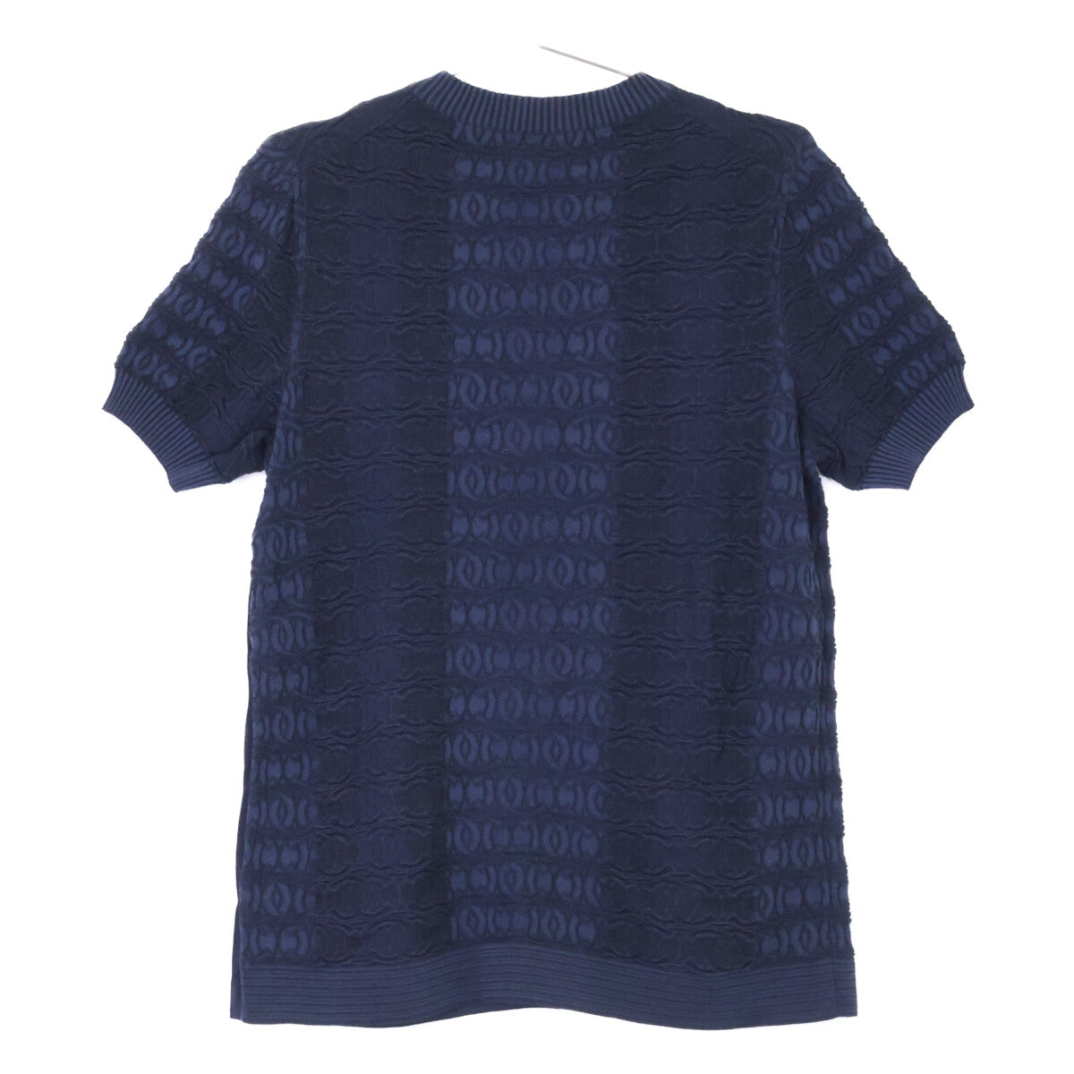 CHANEL シャネル 【美品/国内正規】P60688K46371 ココマークボタン CCジャガード 半袖ニットセーター トップス