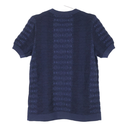 CHANEL シャネル 【美品/国内正規】P60688K46371 ココマークボタン CCジャガード 半袖ニットセーター トップス