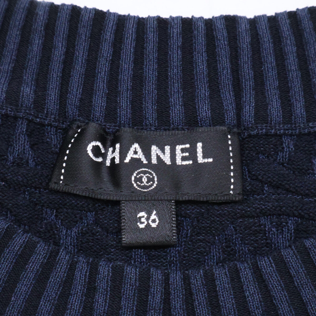 CHANEL シャネル 【美品/国内正規】P60688K46371 ココマークボタン CCジャガード 半袖ニットセーター トップス
