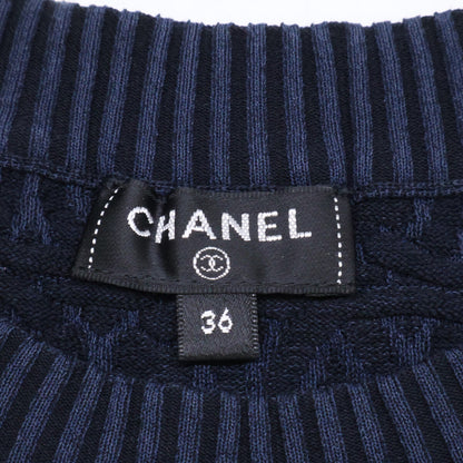 CHANEL シャネル 【美品/国内正規】P60688K46371 ココマークボタン CCジャガード 半袖ニットセーター トップス